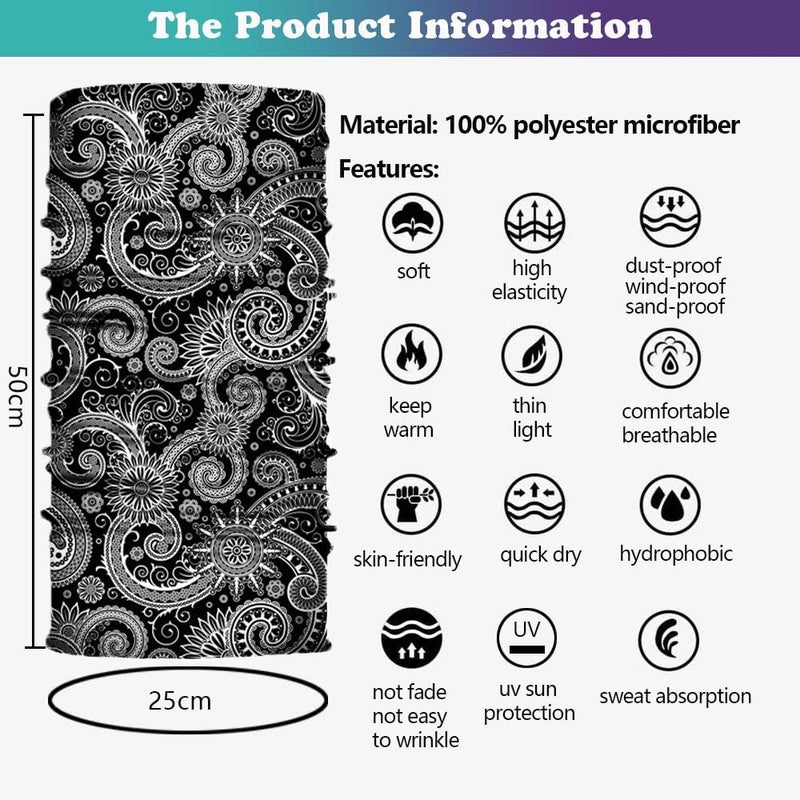 SIDAZON Neck Gaiter Mask,Bandana Gator Face Cover Mask Sun UV Protection,Neck Warmer Balaclava,Tube Face Scarf,Headband for Outdoor - Image 3